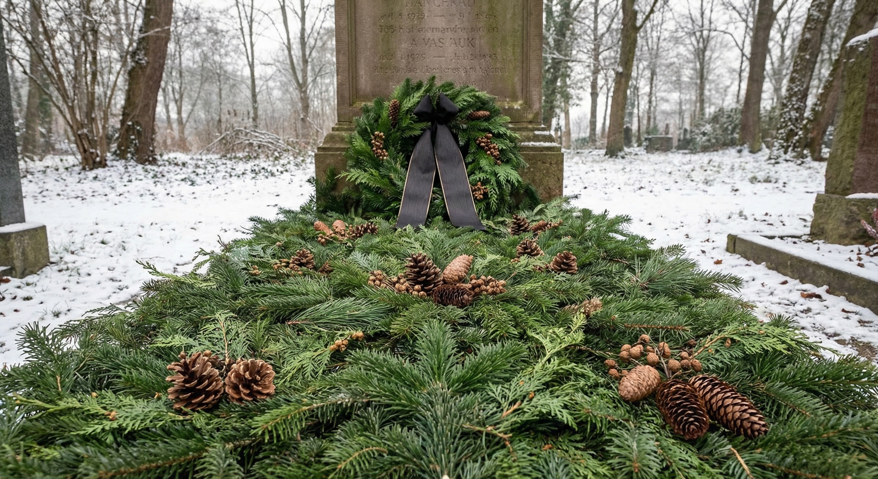 Traditional cemetery grave decoration