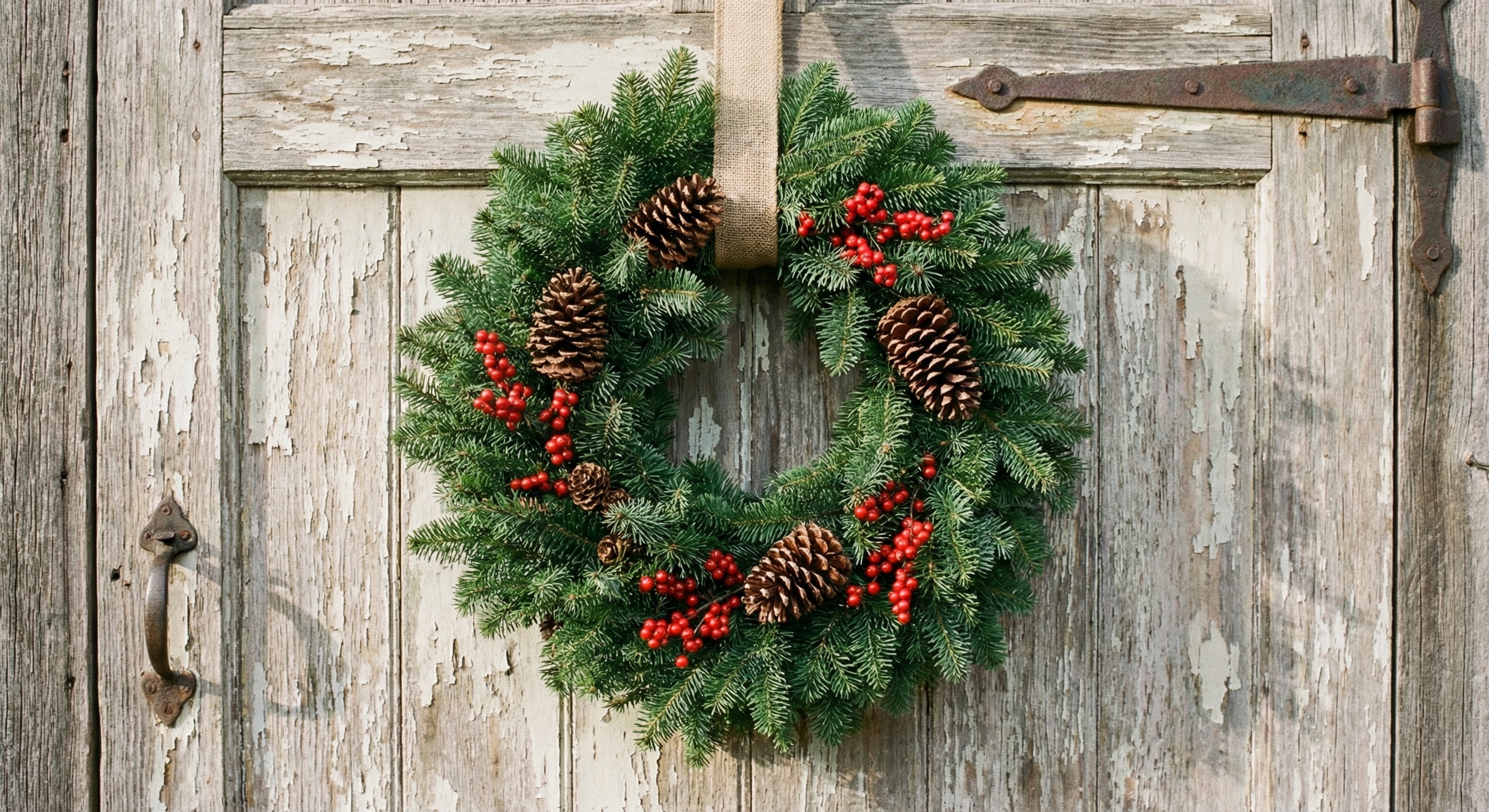 Christmas wreath made with fresh Noble fir